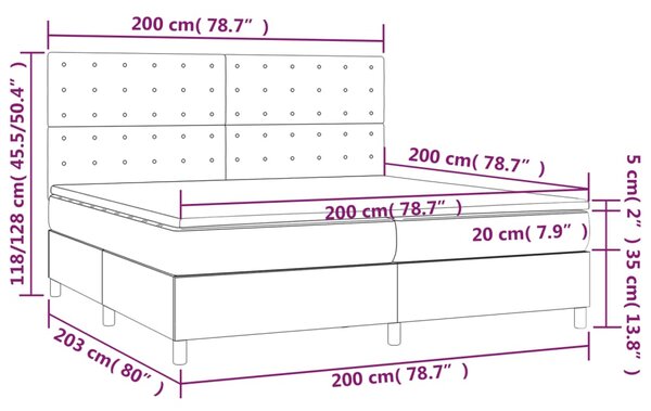 Box spring postel s matrací tmavě šedá 200x200 cm textil 3142682
