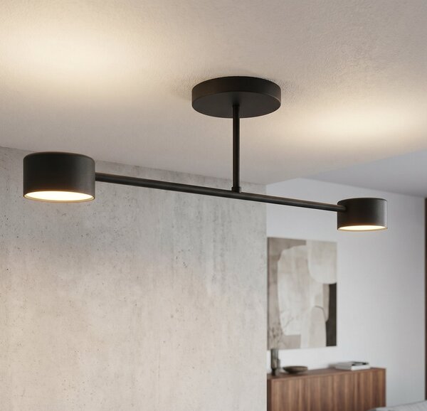 Stropní svítidlo HALO 2 – černé, 2× GX53, šířka 60 cm
