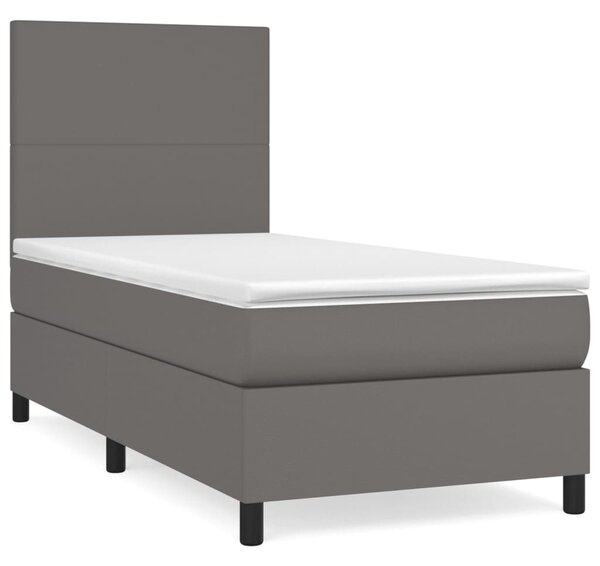 Box spring postel s matrací šedá 90x190 cm umělá kůže 3142699