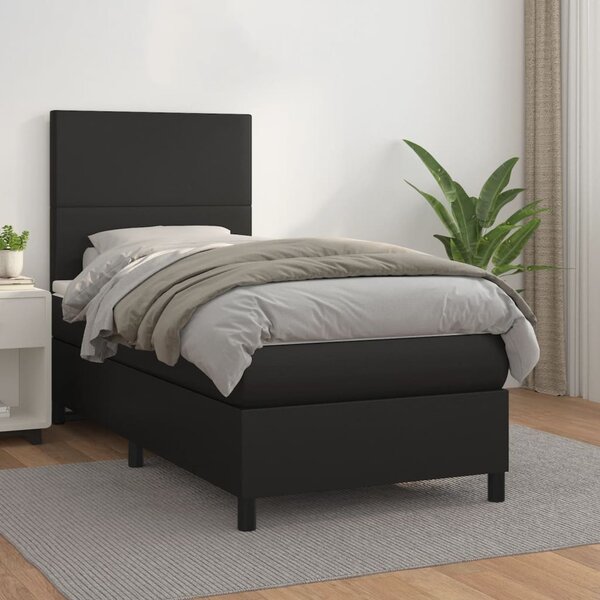 Box spring postel s matrací černá 80 x 200 cm umělá kůže 3142689