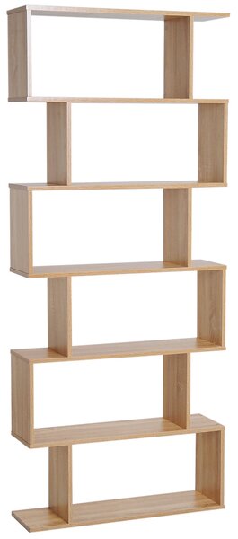 HOMCOM Knižní polička Zigzag v moderním designu 80Š x 23H x 192V cm, 6 úrovní, barva světlého dubu | Aosom