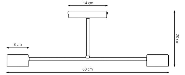 Stropní svítidlo HALO 2 – černé, 2× GX53, šířka 60 cm