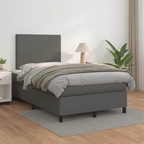 Box spring postel s matrací šedá 120x200 cm umělá kůže 3142717