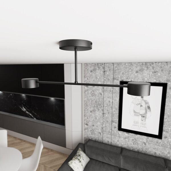 Stropní svítidlo HALO 2 – černé, 2× GX53, šířka 60 cm