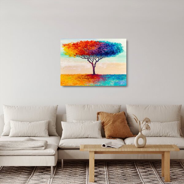Skleněný obraz malovaného stromu (70x50 cm)