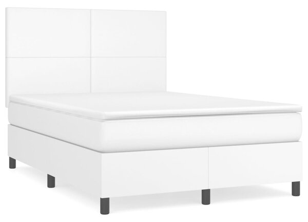 Box spring postel s matrací bílá 140 x 190 cm umělá kůže 3142720