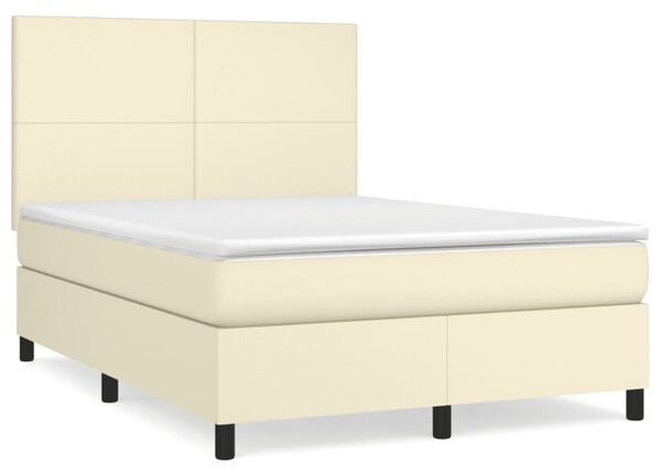 Box spring postel s matrací krémová 140x190 cm umělá kůže 3142721