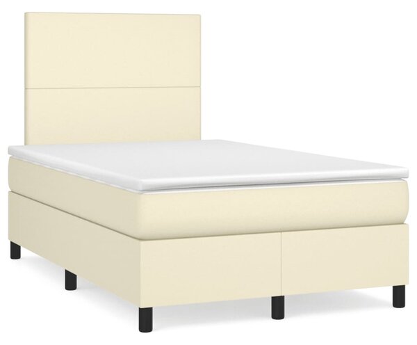 Box spring postel s matrací krémová 120x200 cm umělá kůže 3142715