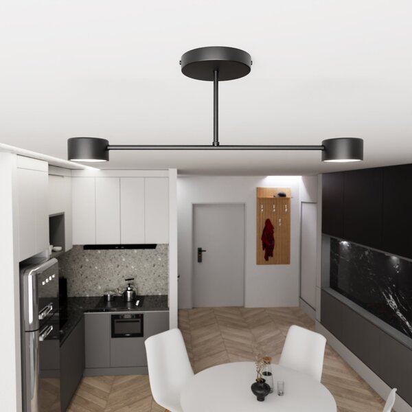 Stropní svítidlo HALO 2 – černé, 2× GX53, šířka 60 cm
