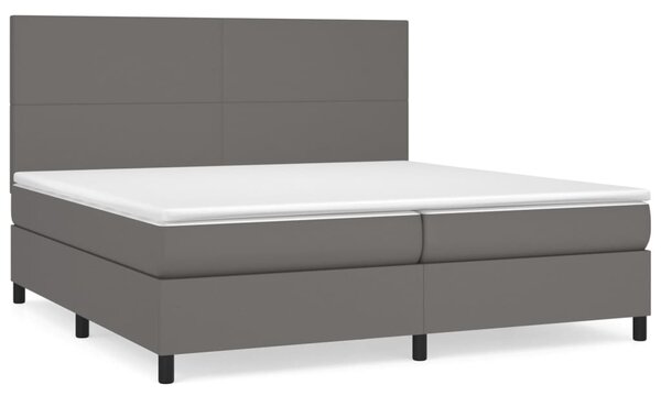 Box spring postel s matrací šedá 200x200 cm umělá kůže 3142747