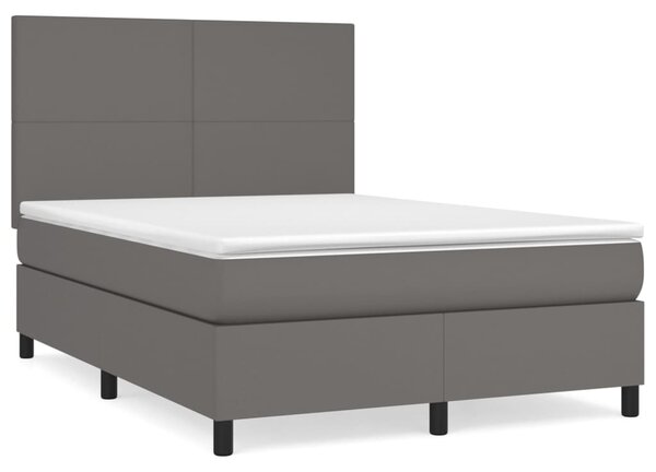 Box spring postel s matrací šedá 140 x 190 cm umělá kůže 3142723
