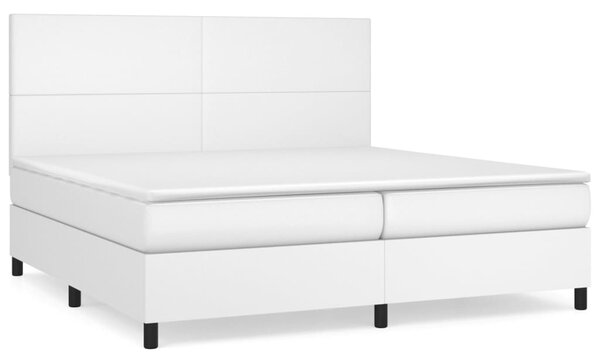 Box spring postel s matrací bílá 200x200 cm umělá kůže 3142744