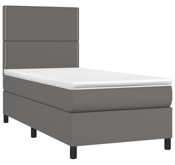 Box spring postel s matrací šedá 100x200 cm umělá kůže 3142771