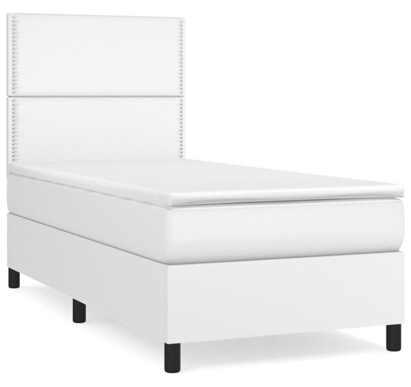 Box spring postel s matrací bílá 100x200 cm umělá kůže 3142768