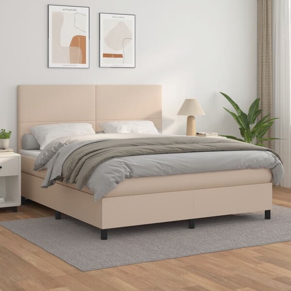 Box spring postel s matrací cappuccino 180 x 200 cm umělá kůže 3142742