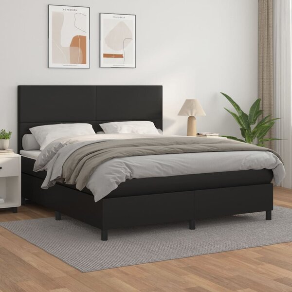 Box spring postel s matrací černá 160x200 cm umělá kůže 3142731