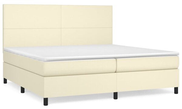 Box spring postel s matrací krémová 200x200 cm umělá kůže 3142745