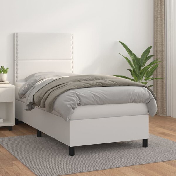Box spring postel s matrací bílá 100x200 cm umělá kůže 3142768