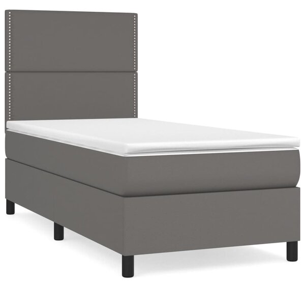 Box spring postel s matrací šedá 100x200 cm umělá kůže 3142771