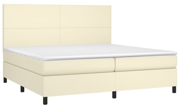 Box spring postel s matrací krémová 200x200 cm umělá kůže 3142745