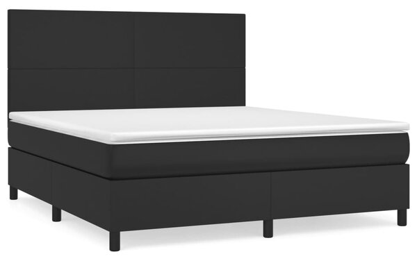 Box spring postel s matrací černá 160x200 cm umělá kůže 3142731
