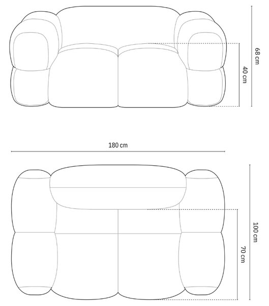-25 % Dny MOMENTI– Cosmopolitan Design Světle modrá dvoumístná pohovka Loretto 180 cm