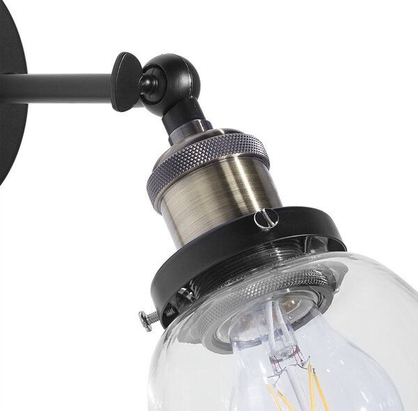Sada 2 nástěnných lamp LOVAT Průhledná Černá Kov Nastavitelná