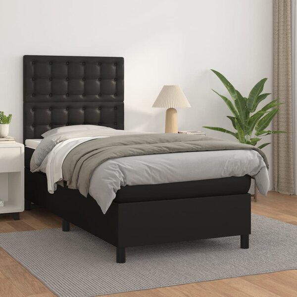 Box spring postel s matrací černá 80 x 200 cm umělá kůže 3142809