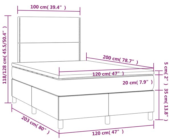 Box spring postel s matrací tmavě šedá 120 x 200 cm samet 3142954