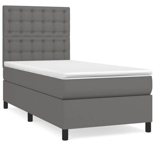 Box spring postel s matrací šedá 80 x 200 cm umělá kůže 3142813