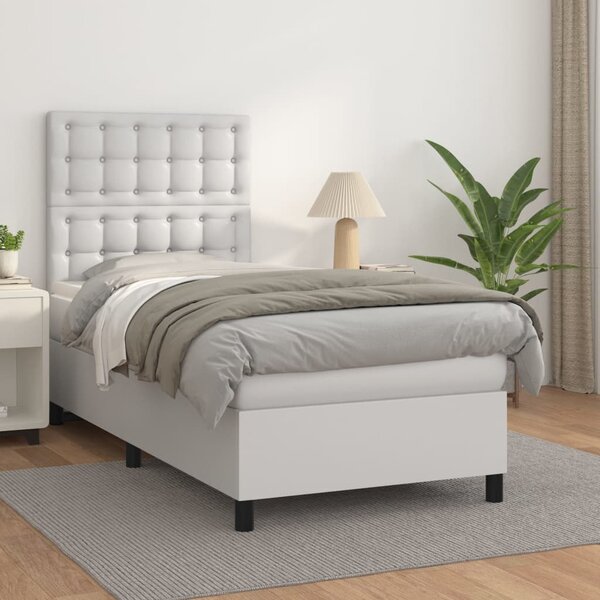 Box spring postel s matrací bílá 80 x 200 cm umělá kůže 3142810