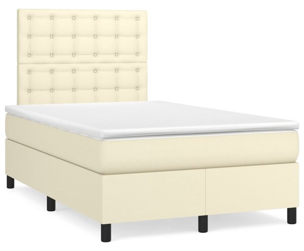 Box spring postel s matrací krémová 120x200 cm umělá kůže 3142835