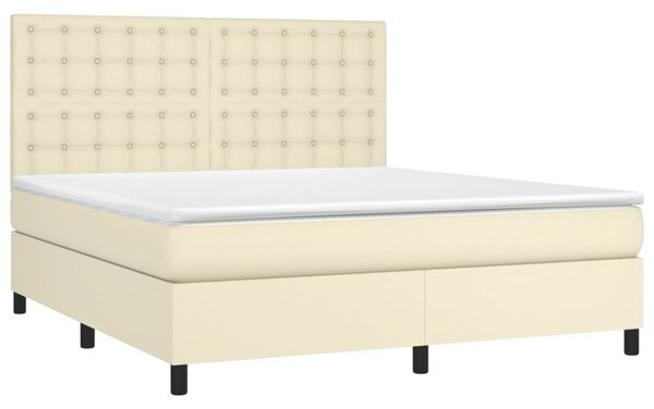Box spring postel s matrací krémová 160x200 cm umělá kůže 3142853