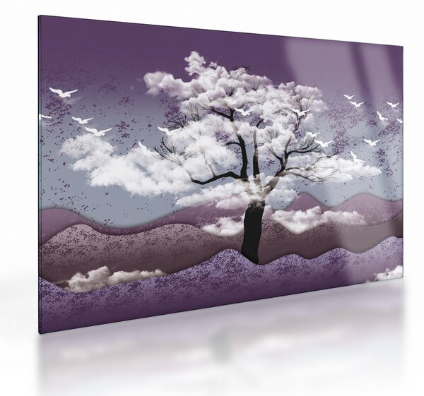 Skleněný obraz - Strom v oblacích (70x50 cm)