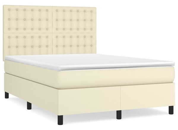 Box spring postel s matrací krémová 140x190 cm umělá kůže 3142841