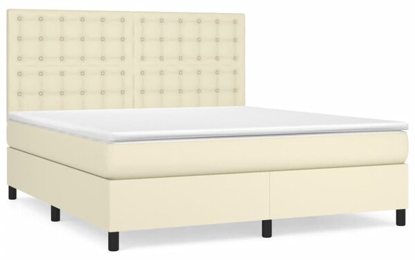 Box spring postel s matrací krémová 160x200 cm umělá kůže 3142853