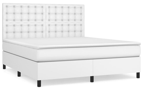 Box spring postel s matrací bílá 160x200 cm umělá kůže 3142852
