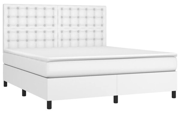 Box spring postel s matrací bílá 160x200 cm umělá kůže 3142852