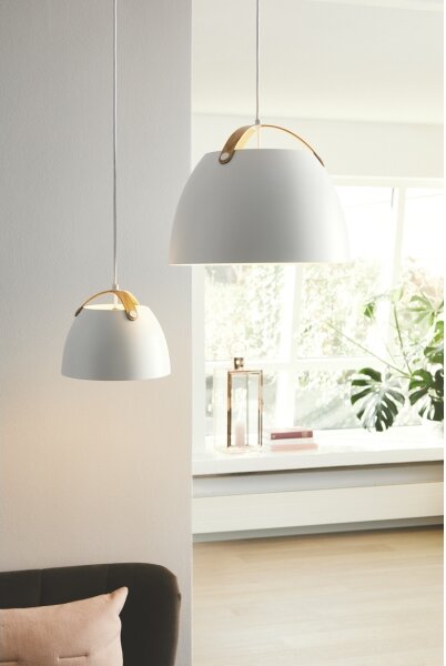 Halo Design 734870 - Lustr na lanku OSLO 1xE27/40W/230V pr. 40 cm bílá/dub