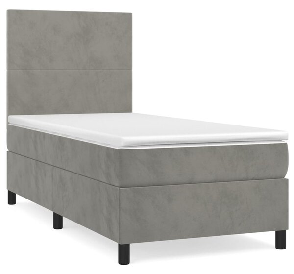 Box spring postel s matrací světle šedá 90x200 cm samet 3142881