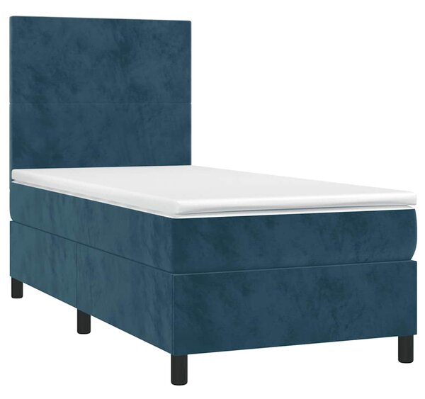 Box spring postel s matrací tmavě modrá 90x190 cm samet 3142879