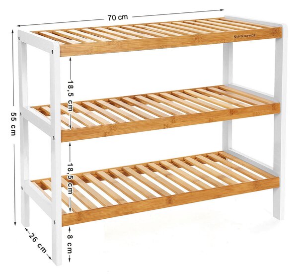 REGÁL NA BOTY, přírodní barvy, bílá, bambus, 70/55/26 cm Boxxx - Online Only šatny & botníky, Online Only