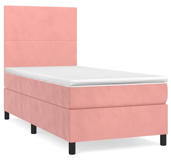 Box spring postel s matrací růžová 80 x 200 cm samet 3142874