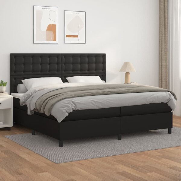 Box spring postel s matrací černá 200x200 cm umělá kůže 3142863
