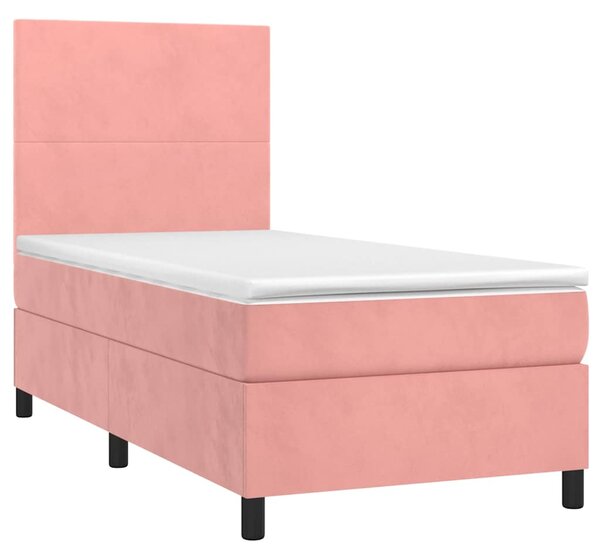 Box spring postel s matrací růžová 80 x 200 cm samet 3142874