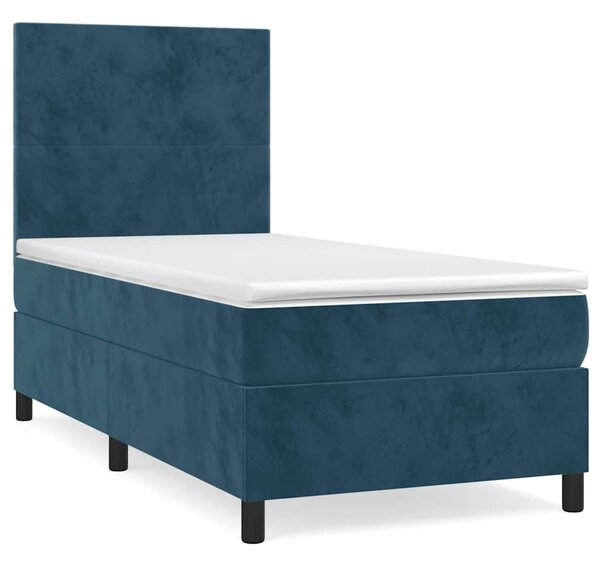 Box spring postel s matrací tmavě modrá 90x190 cm samet 3142879
