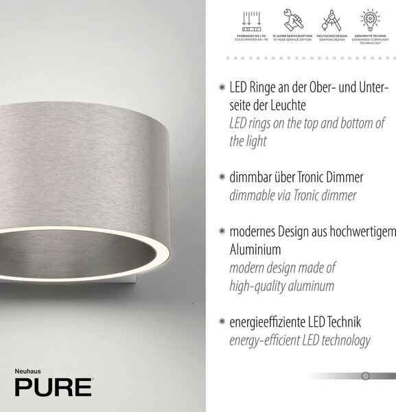 NÁSTĚNNÉ LED SVÍTIDLO, 18.5/15/8 cm Neuhaus PURE - Stropní svítidla