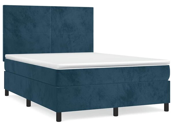 Box spring postel s matrací tmavě modrá 140x190 cm samet 3142903