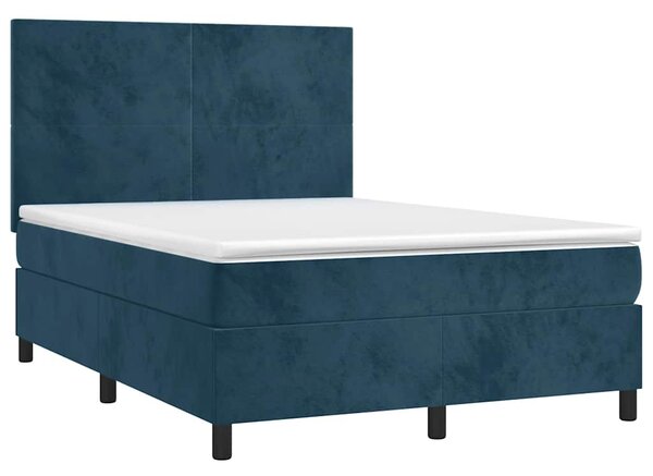Box spring postel s matrací tmavě modrá 140x190 cm samet 3142903