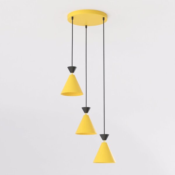 Závěsné svítidlo KLEVER 3 PREM – oranžové / černé, 3× E14, šířka 40 cm
